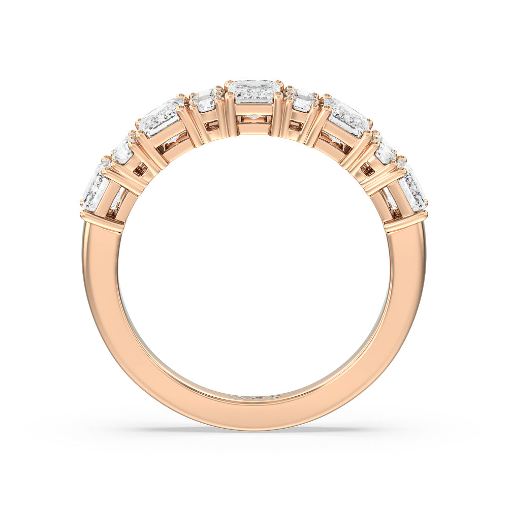 Emerald Station Anniversary Ring with 18KT Rose Gold / Natural / 2 Cut Diamond in 14KT Rose Gold / Natural / 2 view 4
