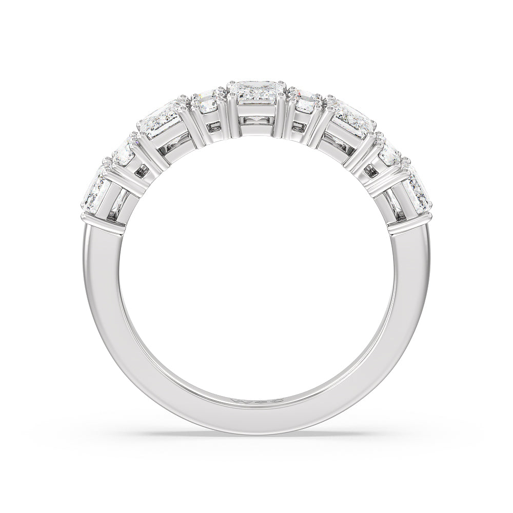Emerald Station Anniversary Ring with Platinum / Natural / 2 Cut Diamond in 14KT Platinum / Natural / 2 view 4
