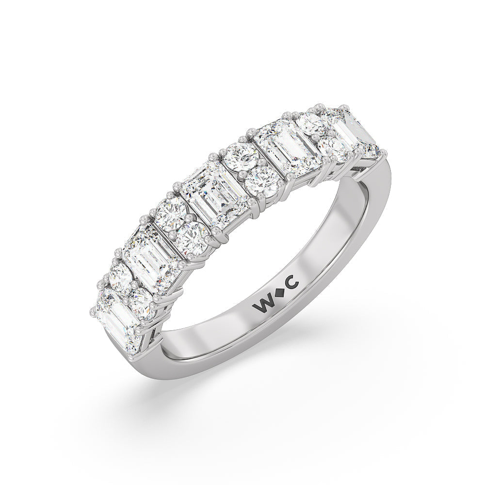 Emerald Station Anniversary Ring with Platinum / Natural / 2 Cut Diamond in 14KT Platinum / Natural / 2 view 5
