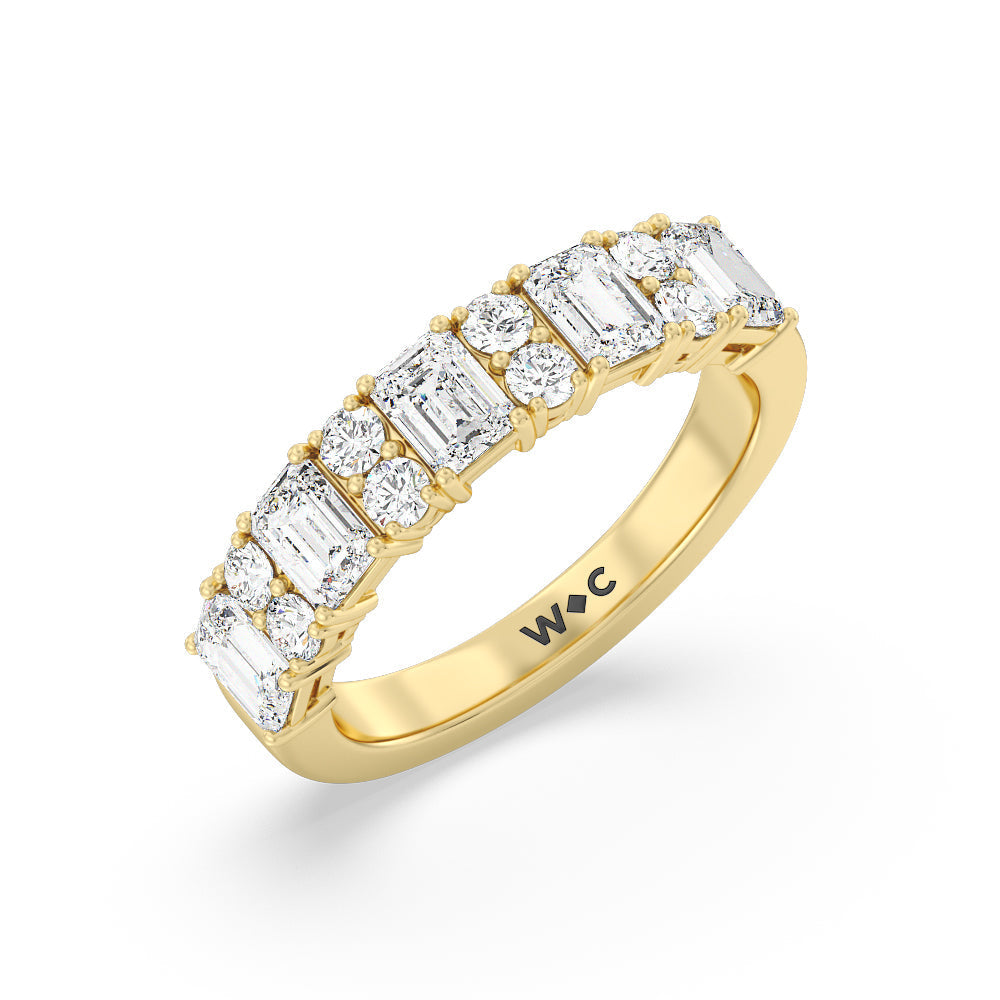 Emerald Station Anniversary Ring with 18KT Yellow Gold / Natural / 2 Cut Diamond in 14KT Yellow Gold / Natural / 2 view 5
