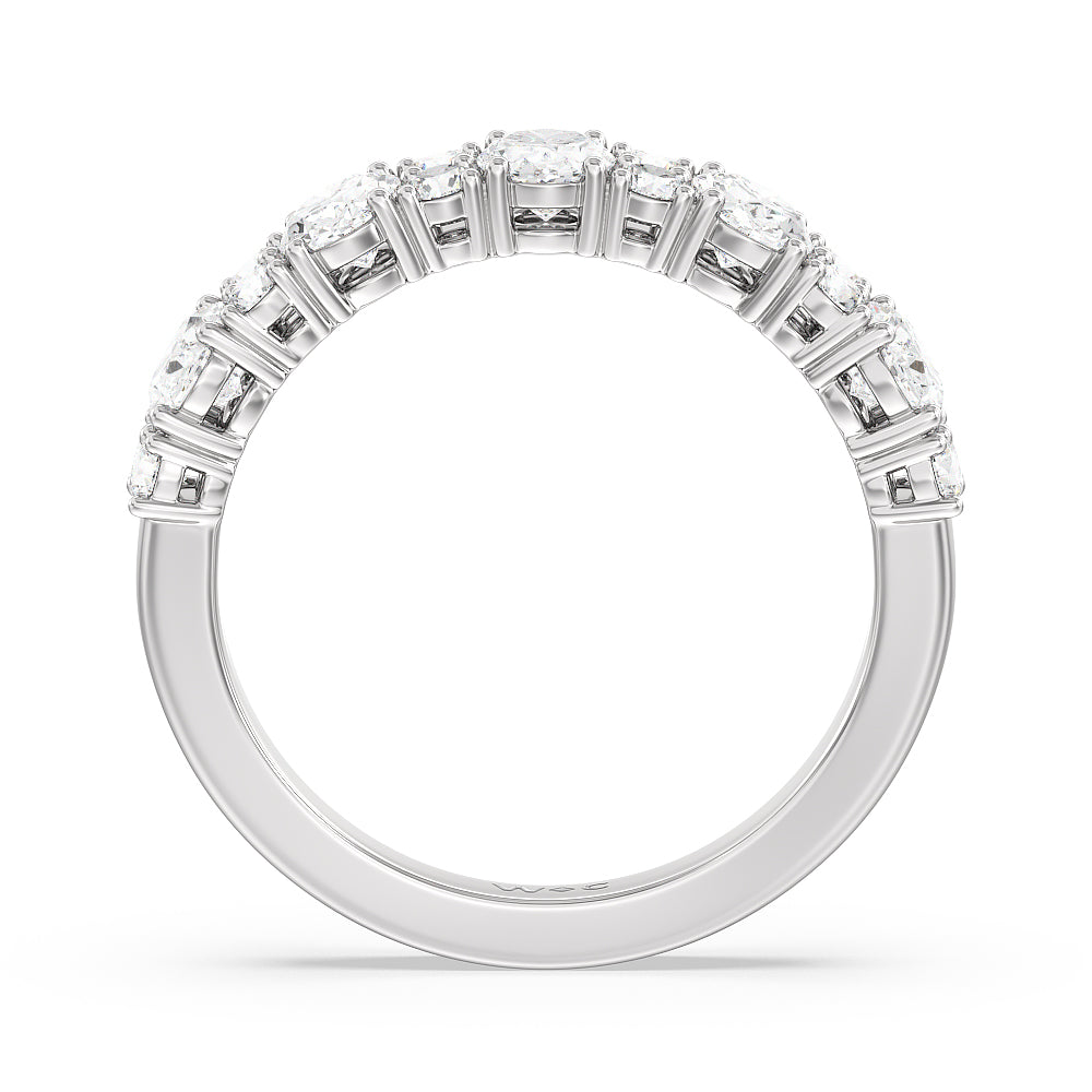 Alternating Oval with Two Round Diamonds Anniversary Band with Platinum / Natural / 1 3/4 Cut Diamond in 14KT Platinum / Natural / 1 3/4 view 4
