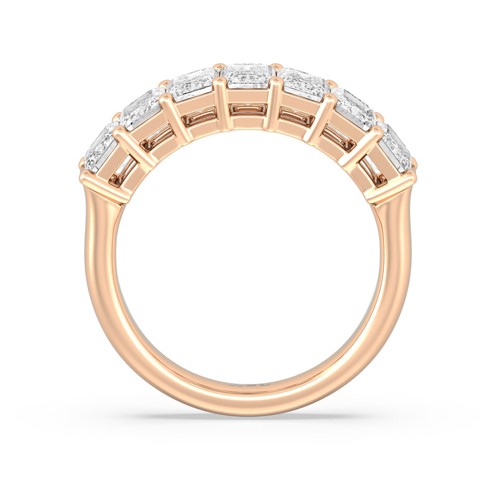 Seven Stone Emerald Cut Diamond Ring (F/G SI+) with 18KT Rose Gold / Natural / 3 Cut Diamond in 14KT Rose Gold / Natural / 3 view 2

