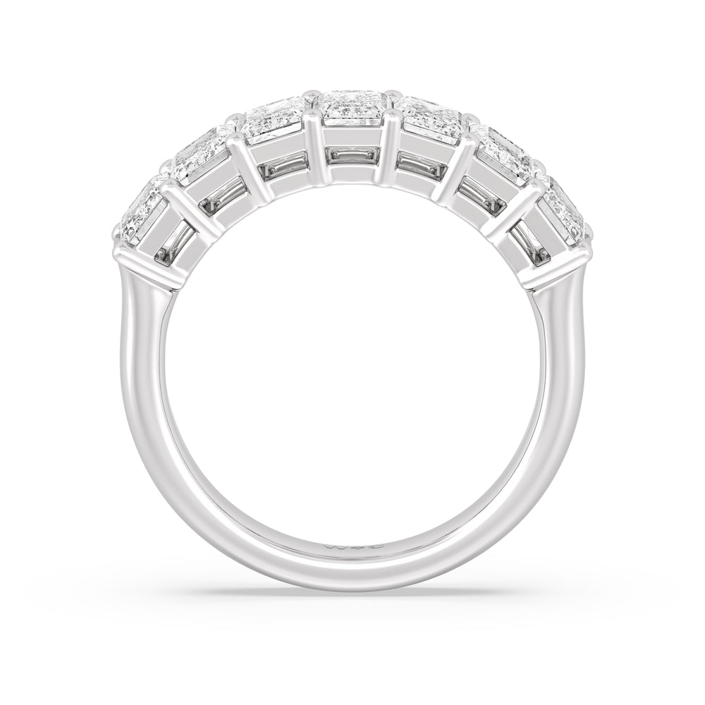 Seven Stone Emerald Cut Diamond Ring (F/G SI+) with Platinum / Natural / 3 Cut Diamond in 14KT Platinum / Natural / 3 view 2
