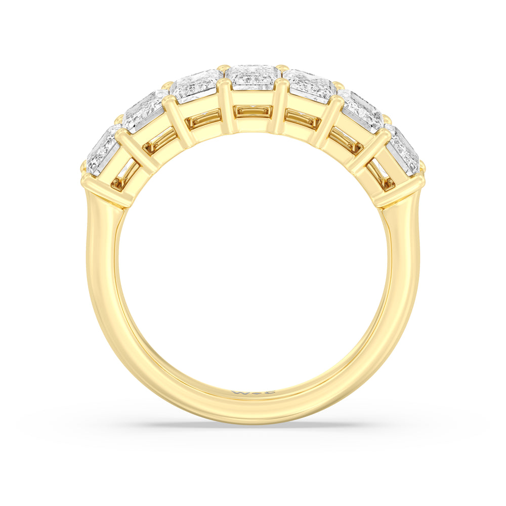 Seven Stone Emerald Cut Diamond Ring (F/G SI+) with 18KT Yellow Gold / Natural / 3 Cut Diamond in 14KT Yellow Gold / Natural / 3 view 2
