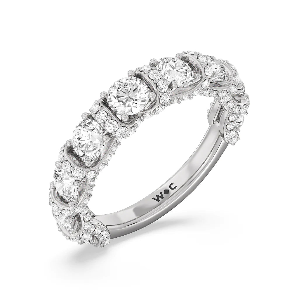 The Crown Anniversary Ring (E+ VS+) with Platinum / Lab / 2 1/2 Cut Diamond in 14KT Platinum / Lab / 2 1/2 view 4
