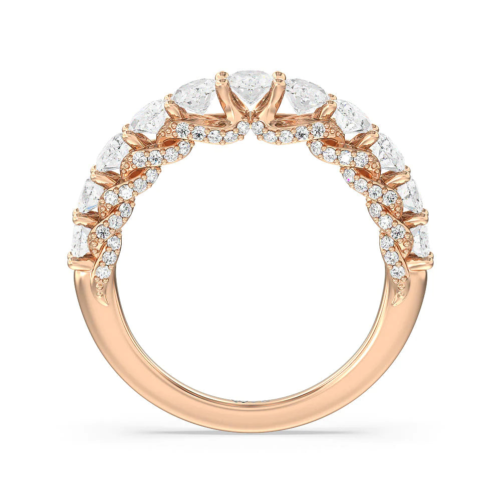 The Regal Anniversary Ring (E+ VS+) with 18KT Rose Gold / Lab / 2 5/8 Cut Diamond in 14KT Rose Gold / Lab / 2 5/8 view 3
