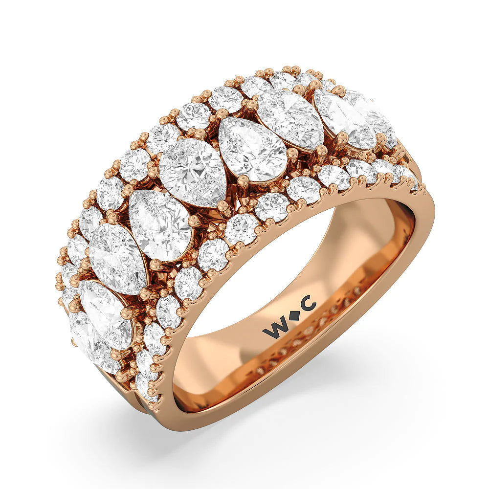 The Crosby Anniversary Ring (E+ VS+) with 18KT Rose Gold / Lab / 3 1/4 Cut Diamond in 14KT Rose Gold / Lab / 3 1/4 view 3
