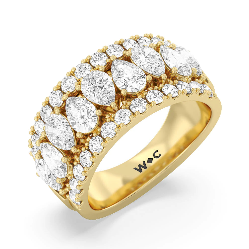 The Crosby Anniversary Ring (E+ VS+) with 18KT Yellow Gold / Lab / 3 1/4 Cut Diamond in 14KT Yellow Gold / Lab / 3 1/4 view 3
