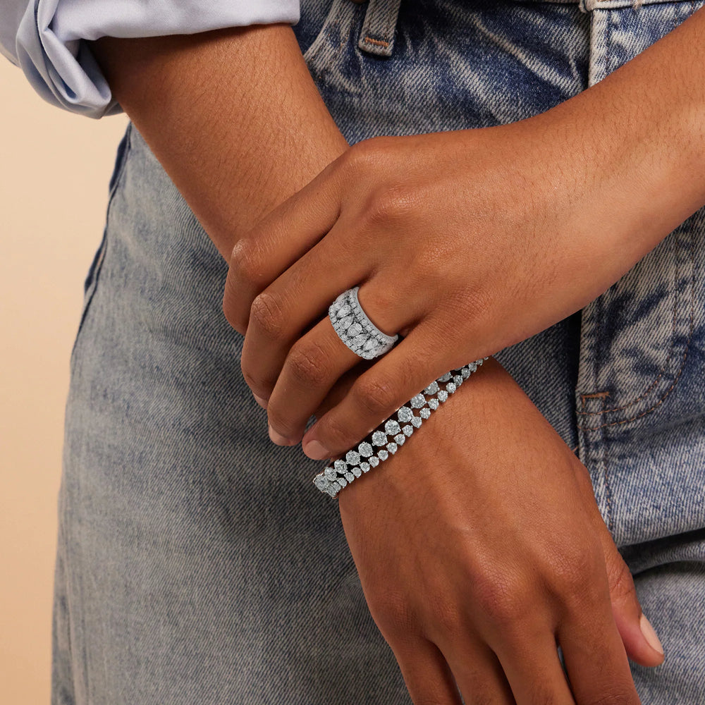Model Wearing The Crosby Anniversary Ring (E+ VS+) view