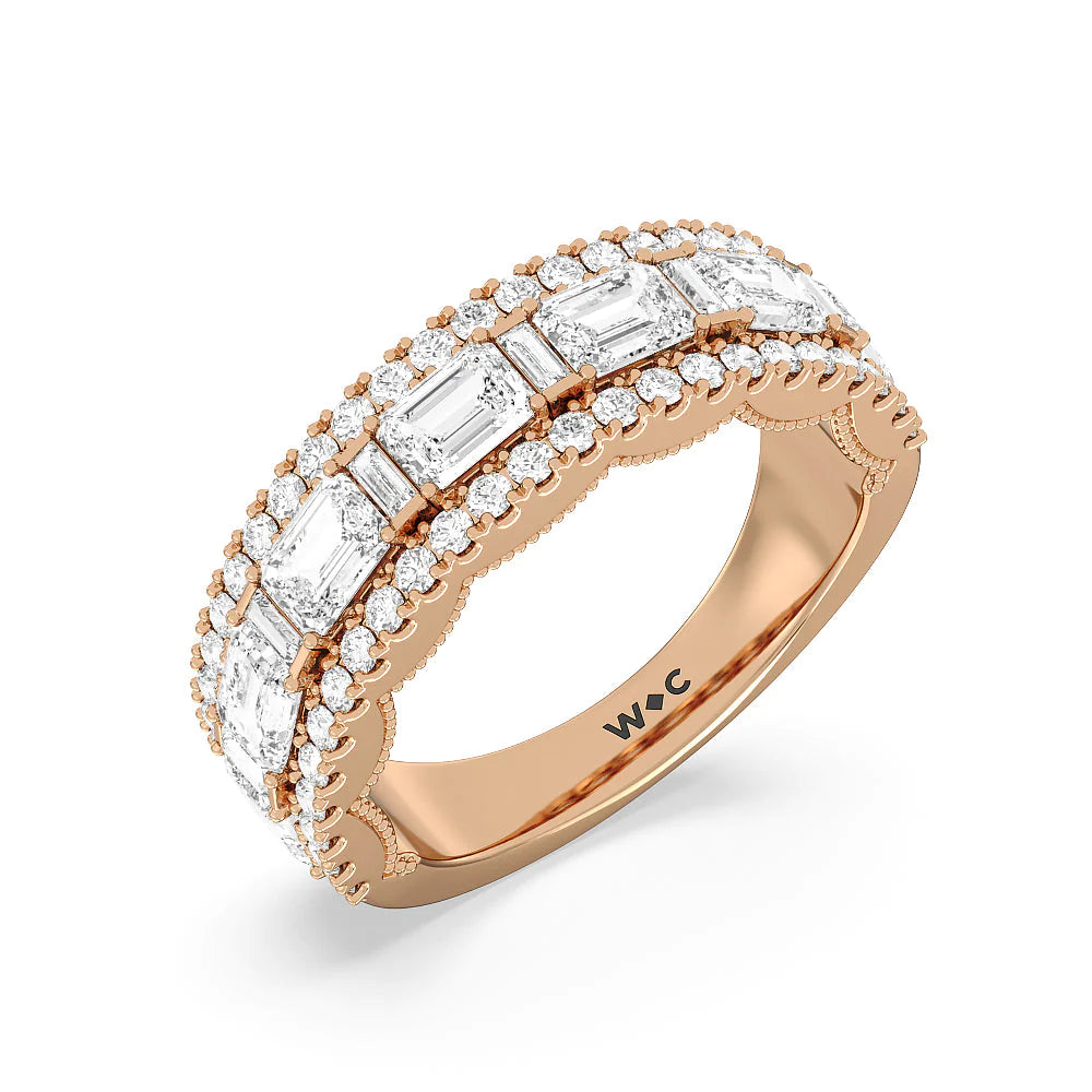 The Hudson Anniversary Ring (E+ VS+) with 18KT Rose Gold / Lab / 3 Cut Diamond in 14KT Rose Gold / Lab / 3 view 3
