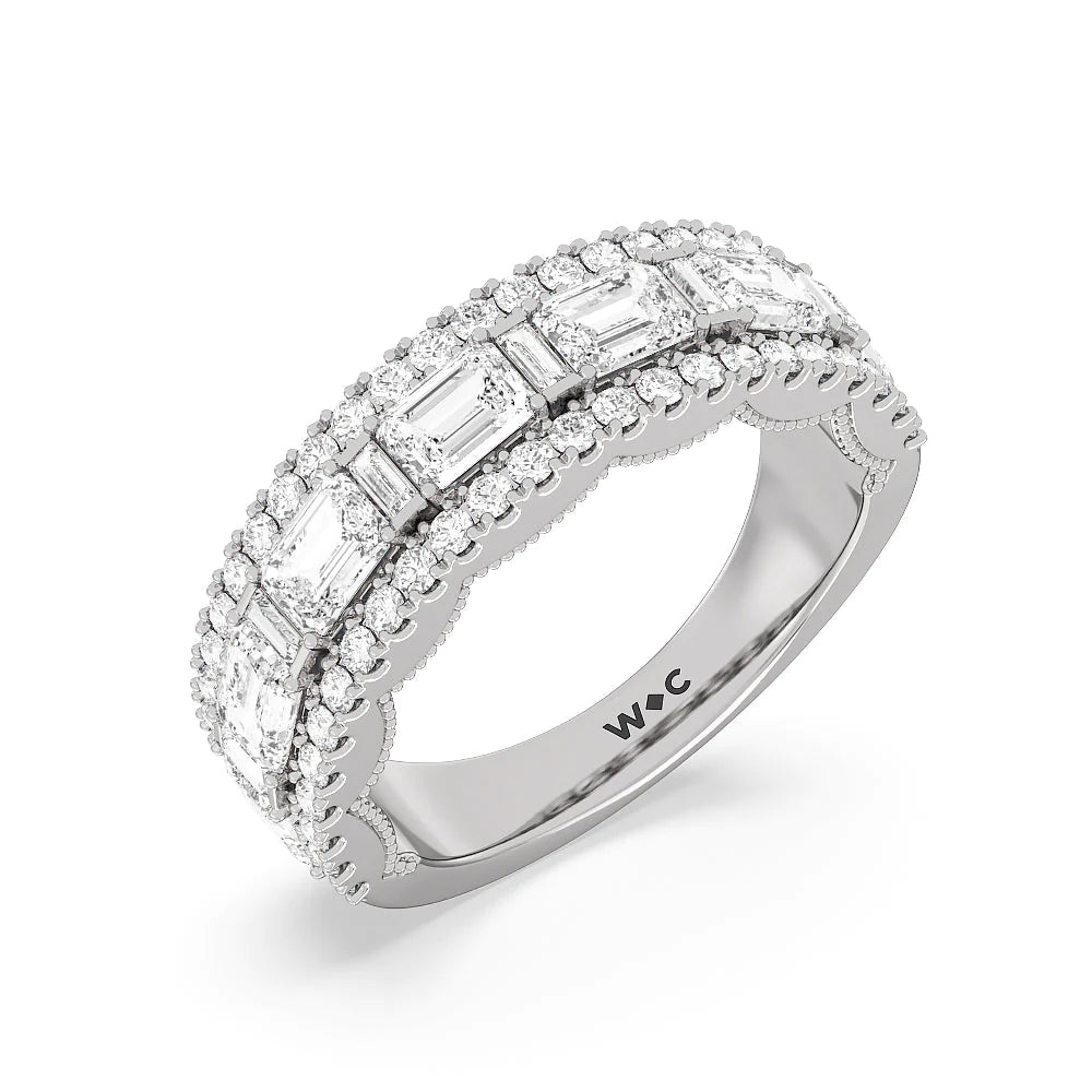 The Hudson Anniversary Ring (E+ VS+) with Platinum / Lab / 3 Cut Diamond in 14KT Platinum / Lab / 3 view 3
