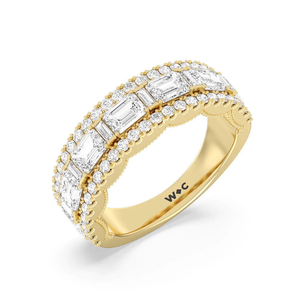 The Hudson Anniversary Ring (E+ VS+) with 18KT Yellow Gold / Lab / 3 Cut Diamond in 14KT Yellow Gold / Lab / 3 view 3
