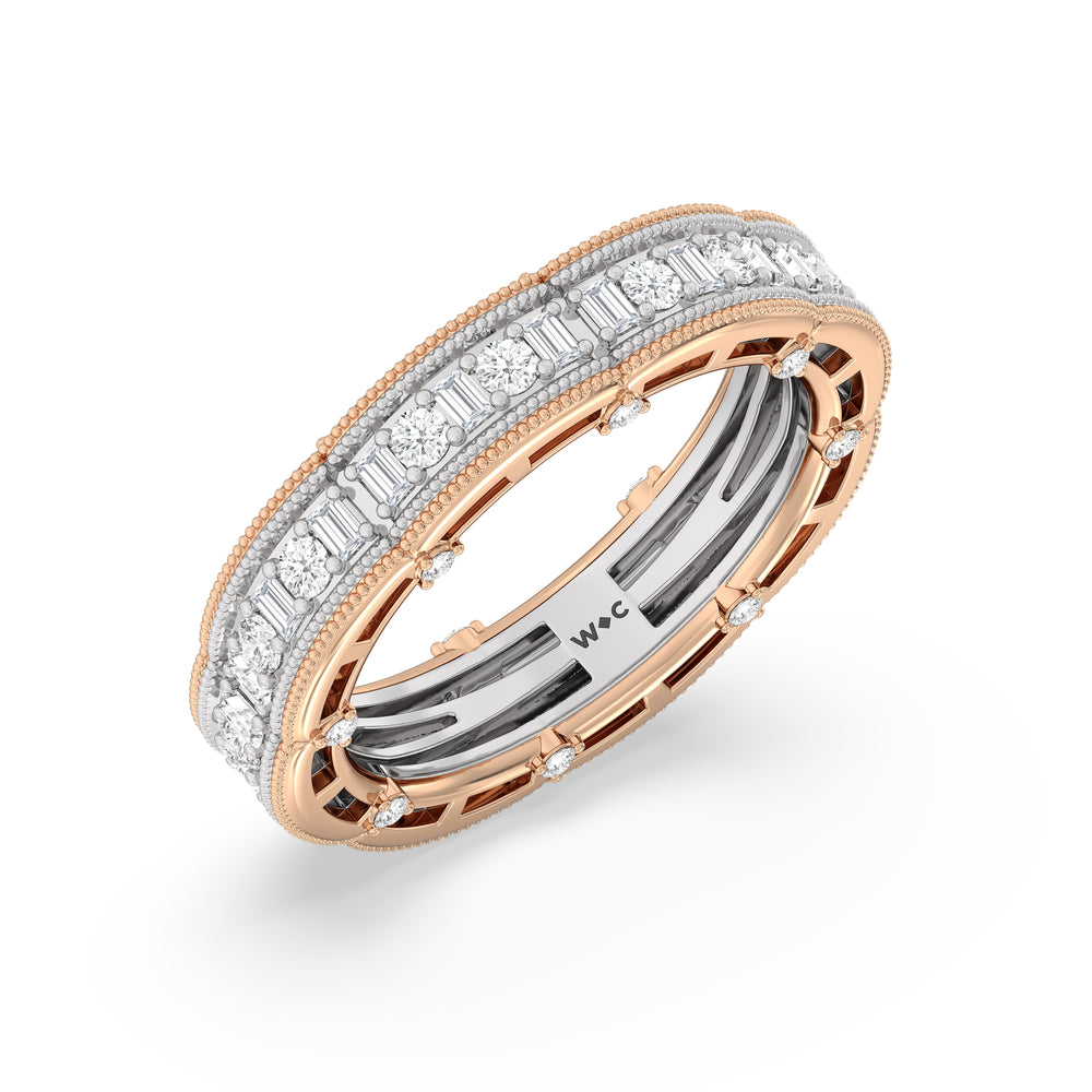 The Algonquin Eternity Ring with 18KT White & Rose Gold / Natural / 1 Cut Diamond in 14KT White & Rose Gold / Natural / 1 view 3
