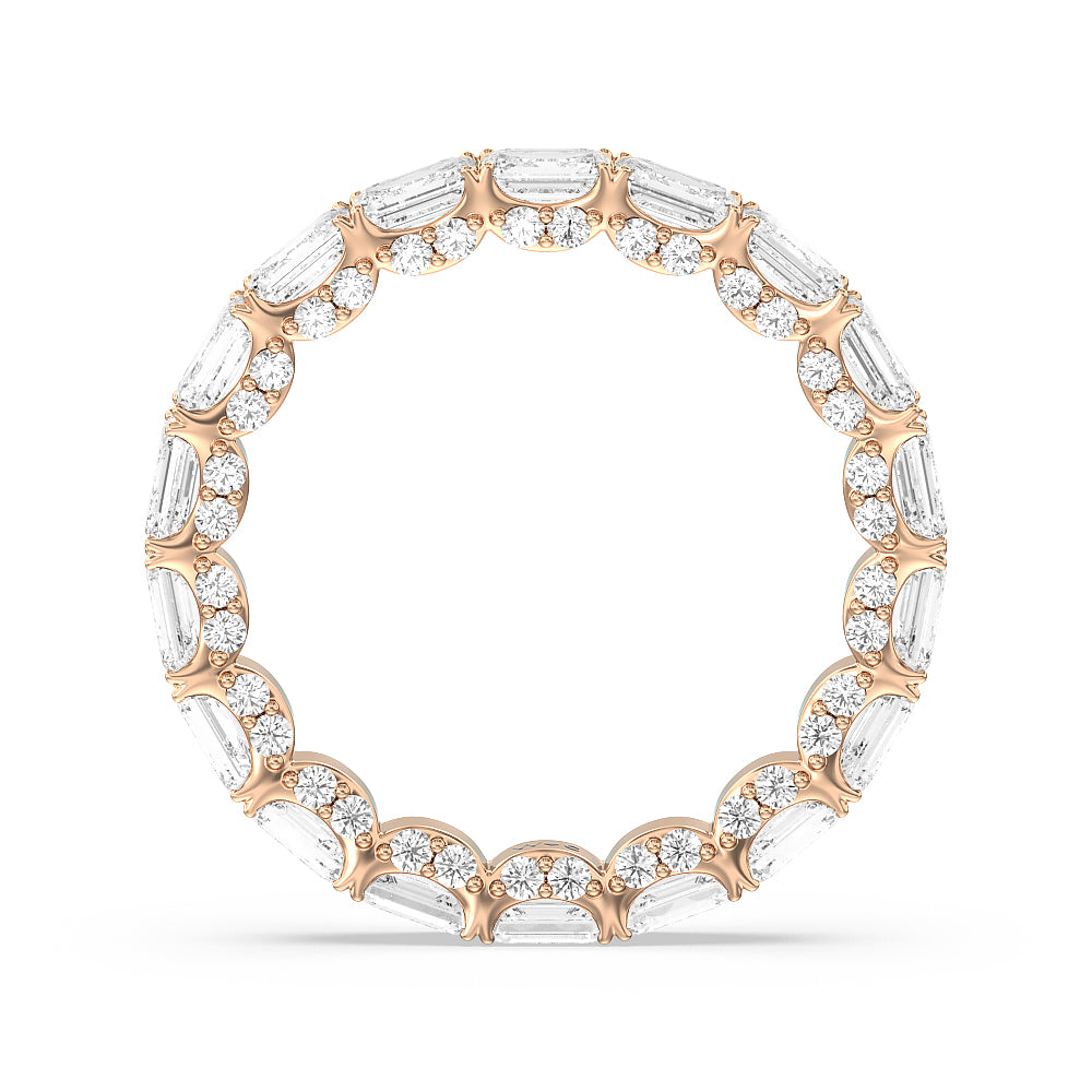 East-West Emerald Split Prong Studded Gallery Eternity Ring with 18KT Rose Gold / Natural / 3 5/8 Cut Diamond in 14KT Rose Gold / Natural / 3 5/8 view 2
