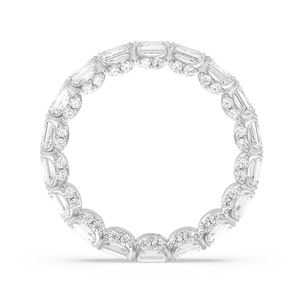 East-West Emerald Split Prong Studded Gallery Eternity Ring with Platinum / Natural / 3 5/8 Cut Diamond in 14KT Platinum / Natural / 3 5/8 view 2

