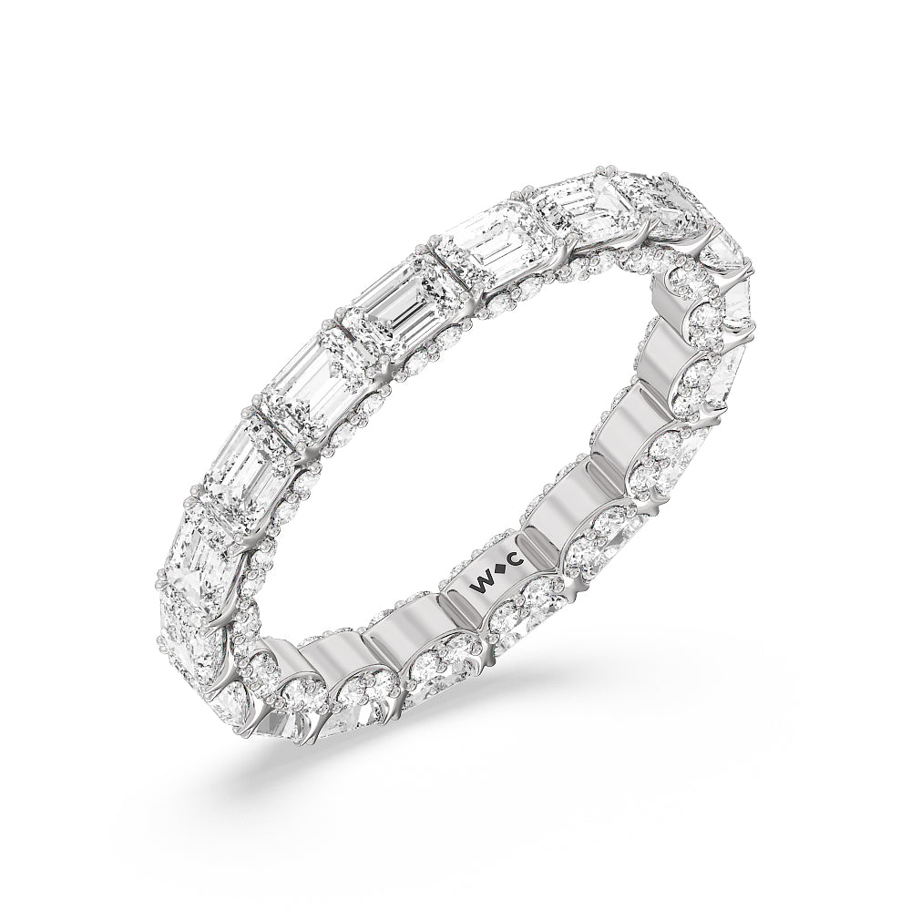 East-West Emerald Split Prong Studded Gallery Eternity Ring with Platinum / Natural / 3 5/8 Cut Diamond in 14KT Platinum / Natural / 3 5/8 view 3
