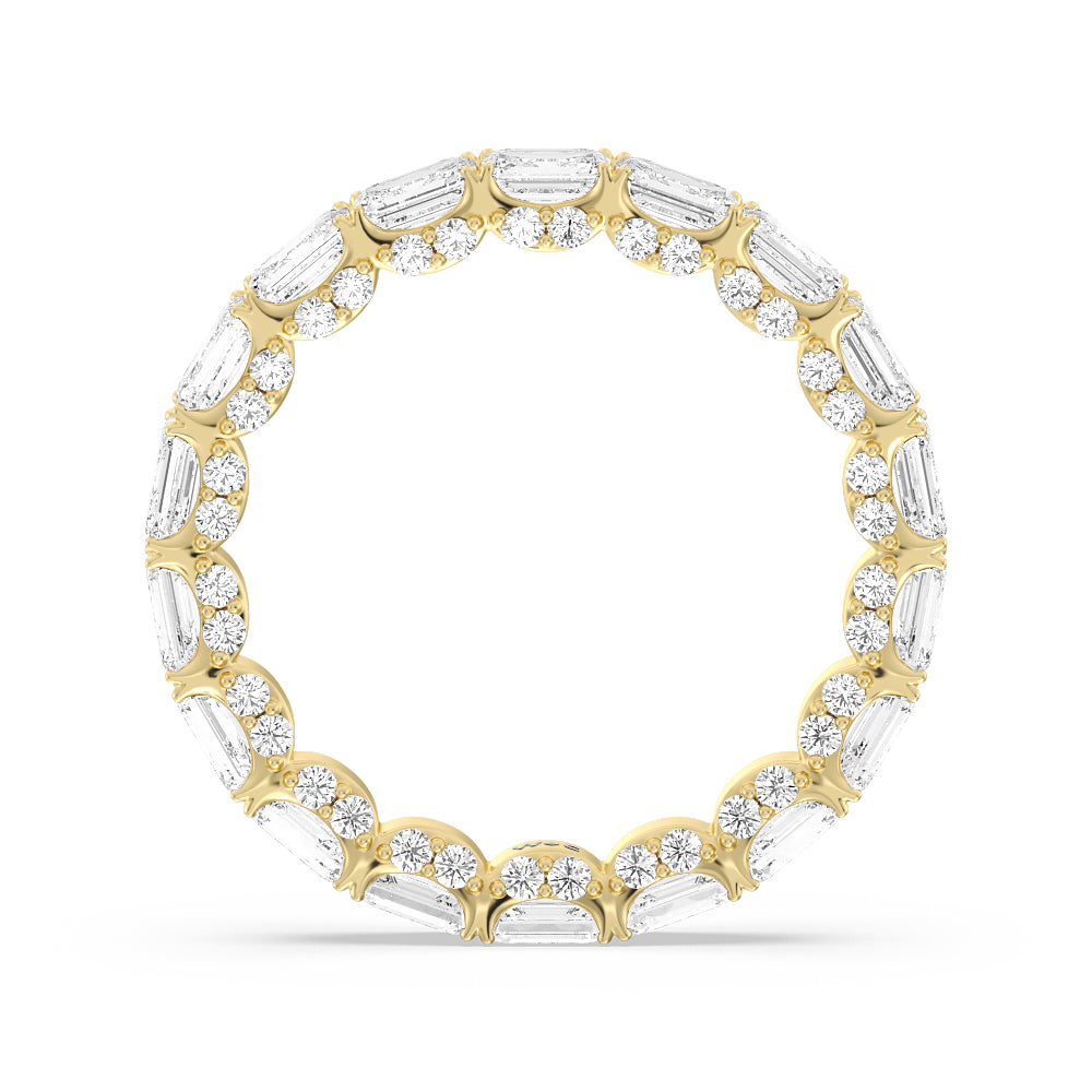 East-West Emerald Split Prong Studded Gallery Eternity Ring with 18KT Yellow Gold / Natural / 3 5/8 Cut Diamond in 14KT Yellow Gold / Natural / 3 5/8 view 2
