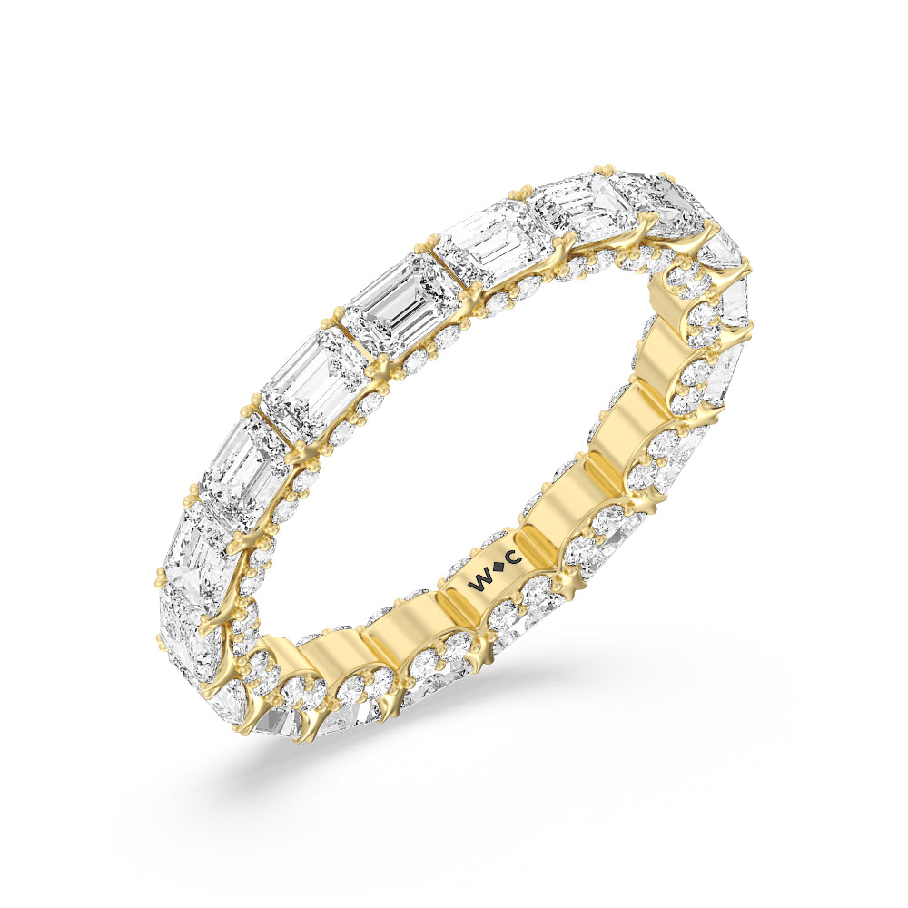 East-West Emerald Split Prong Studded Gallery Eternity Ring with 18KT Yellow Gold / Natural / 3 5/8 Cut Diamond in 14KT Yellow Gold / Natural / 3 5/8 view 3
