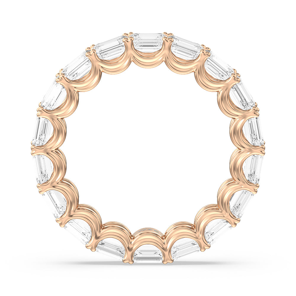 Emerald Split Prong Waves Eternity Ring with 18KT Rose Gold / Natural / 4 1/4 Cut Diamond in 14KT Rose Gold / Natural / 4 1/4 view 2
