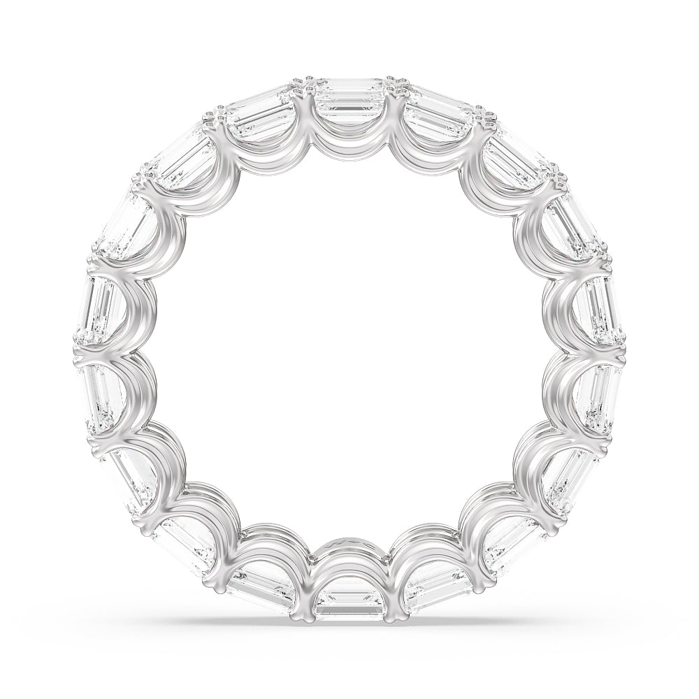 Emerald Split Prong Waves Eternity Ring with Platinum / Natural / 4 1/4 Cut Diamond in 14KT Platinum / Natural / 4 1/4 view 2
