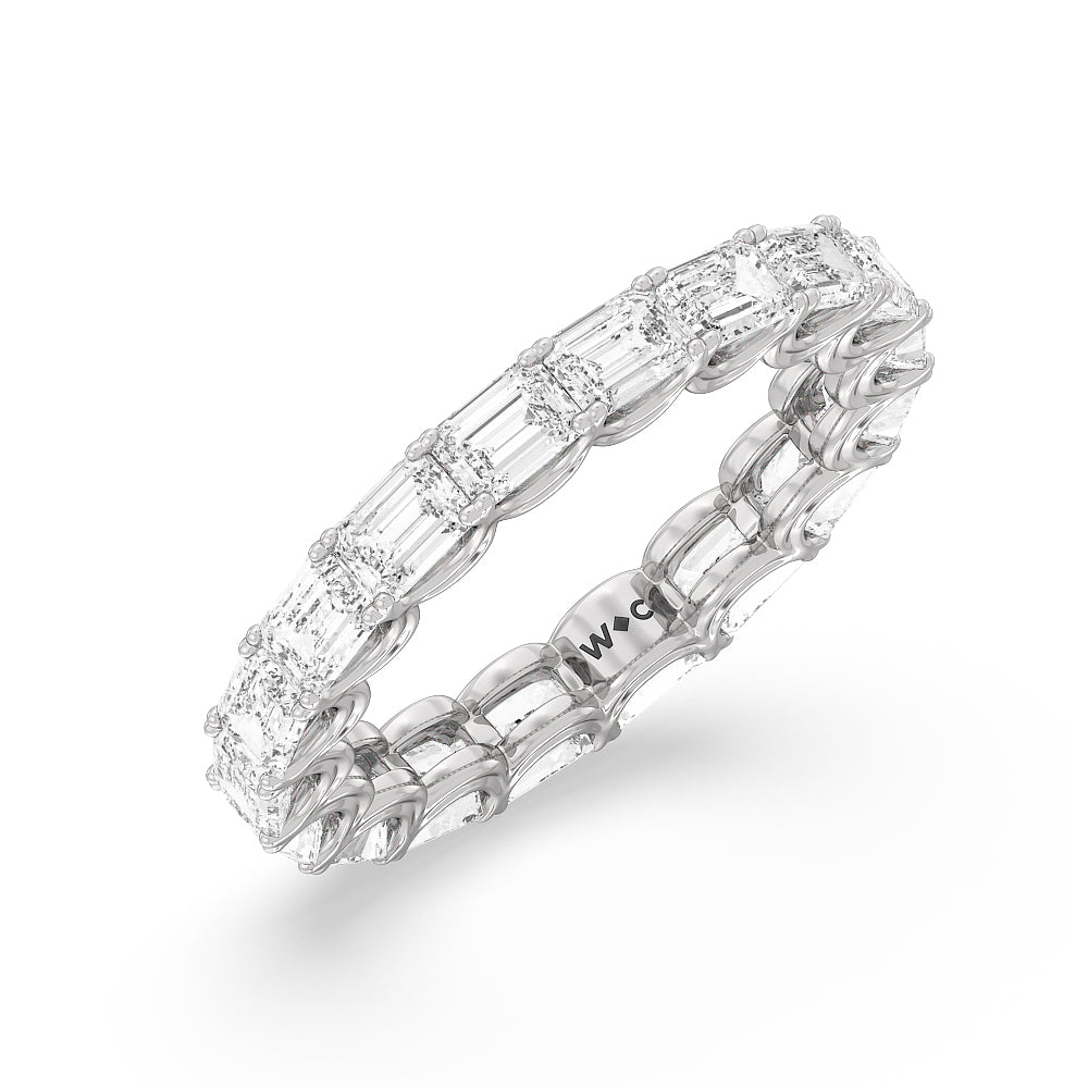 Emerald Split Prong Waves Eternity Ring with Platinum / Natural / 4 1/4 Cut Diamond in 14KT Platinum / Natural / 4 1/4 view 3
