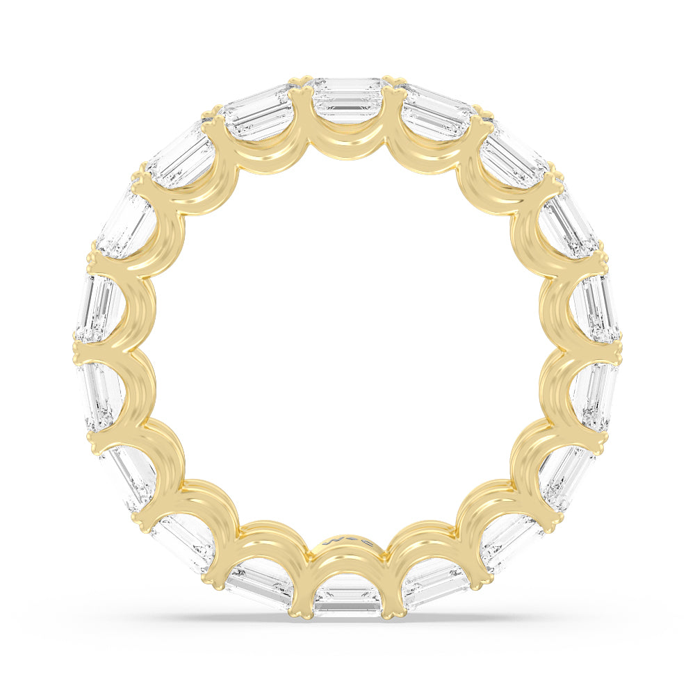 Emerald Split Prong Waves Eternity Ring with 18KT Yellow Gold / Natural / 4 1/4 Cut Diamond in 14KT Yellow Gold / Natural / 4 1/4 view 2
