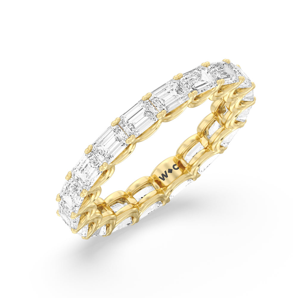 Emerald Split Prong Waves Eternity Ring with 18KT Yellow Gold / Natural / 4 1/4 Cut Diamond in 14KT Yellow Gold / Natural / 4 1/4 view 3
