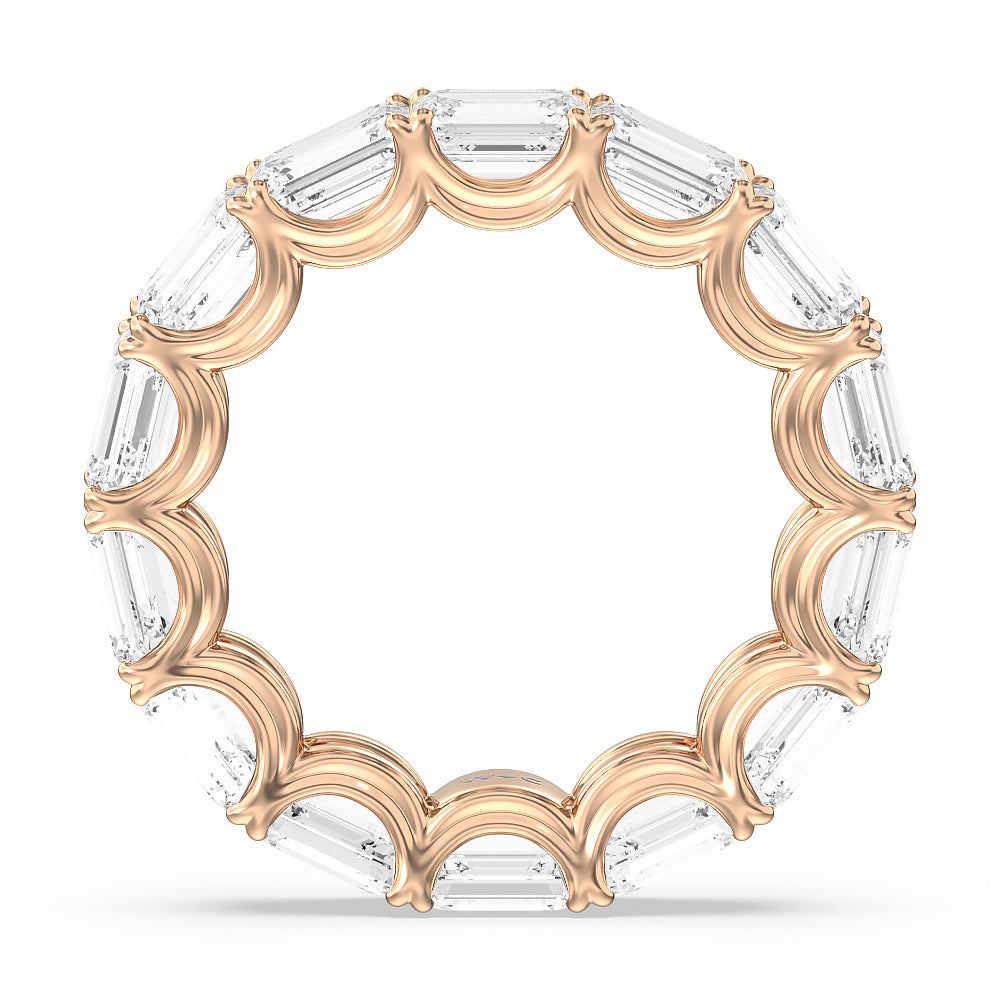 Emerald Split Prong Waves Eternity Ring with 18KT Rose Gold / Natural / 8 3/4 Cut Diamond in 14KT Rose Gold / Natural / 8 3/4 view 2
