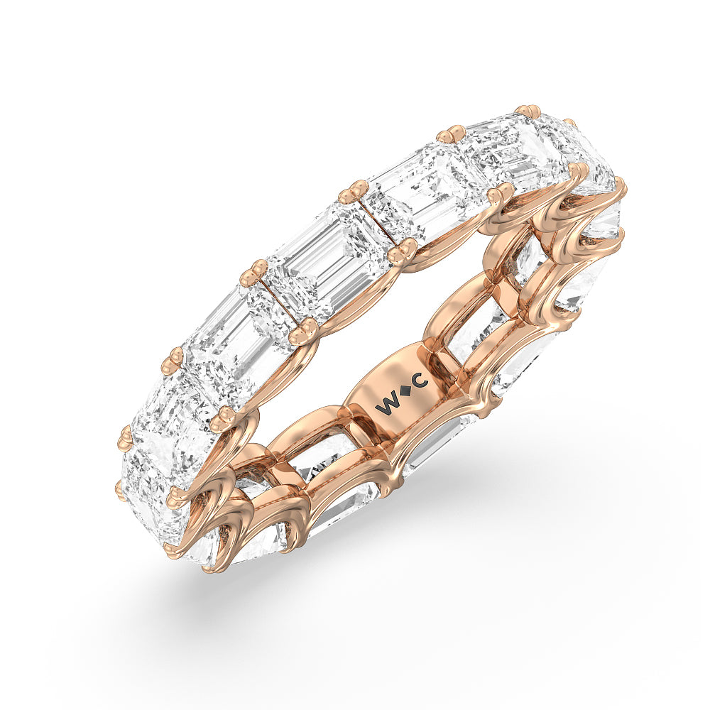 Emerald Split Prong Waves Eternity Ring with 18KT Rose Gold / Natural / 8 3/4 Cut Diamond in 14KT Rose Gold / Natural / 8 3/4 view 3
