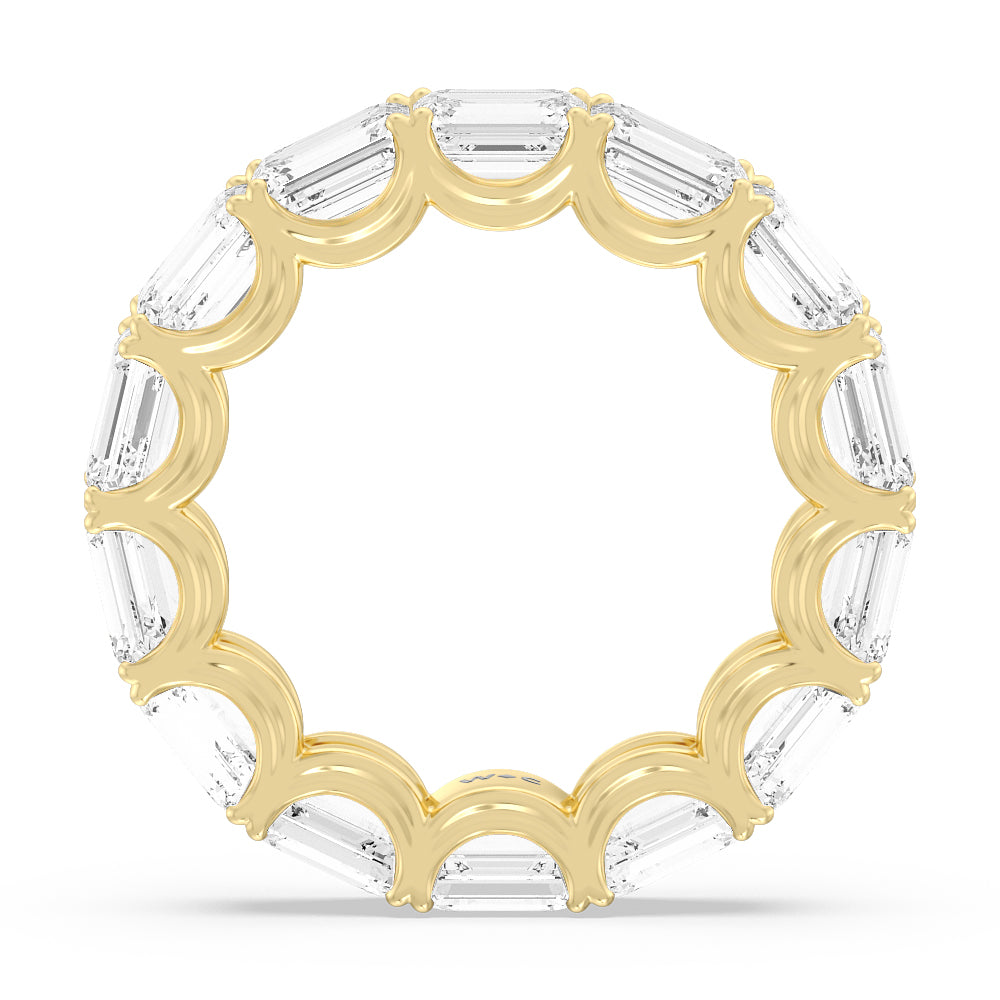 Emerald Split Prong Waves Eternity Ring with 18KT Yellow Gold / Natural / 8 3/4 Cut Diamond in 14KT Yellow Gold / Natural / 8 3/4 view 2
