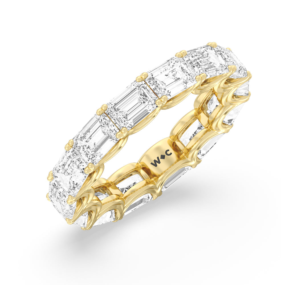 Emerald Split Prong Waves Eternity Ring with 18KT Yellow Gold / Natural / 8 3/4 Cut Diamond in 14KT Yellow Gold / Natural / 8 3/4 view 3

