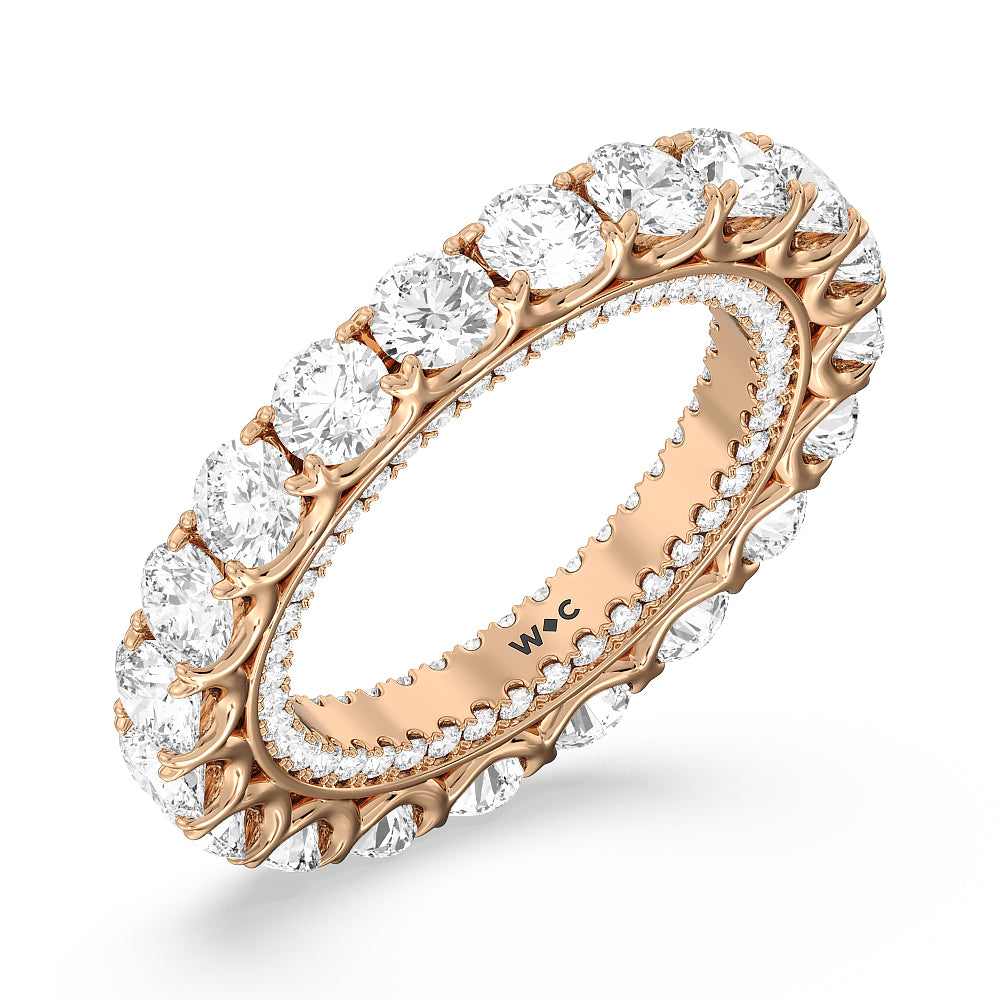 Round Split Prong Studded Eternity Ring with 18KT Rose Gold / Natural / 5 3/4 Cut Diamond in 14KT Rose Gold / Natural / 5 3/4 view 3
