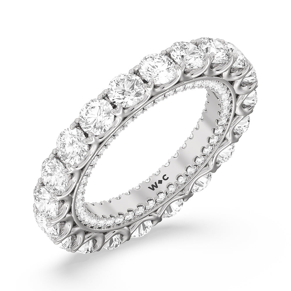 Round Split Prong Studded Eternity Ring with Platinum / Natural / 5 3/4 Cut Diamond in 14KT Platinum / Natural / 5 3/4 view 3

