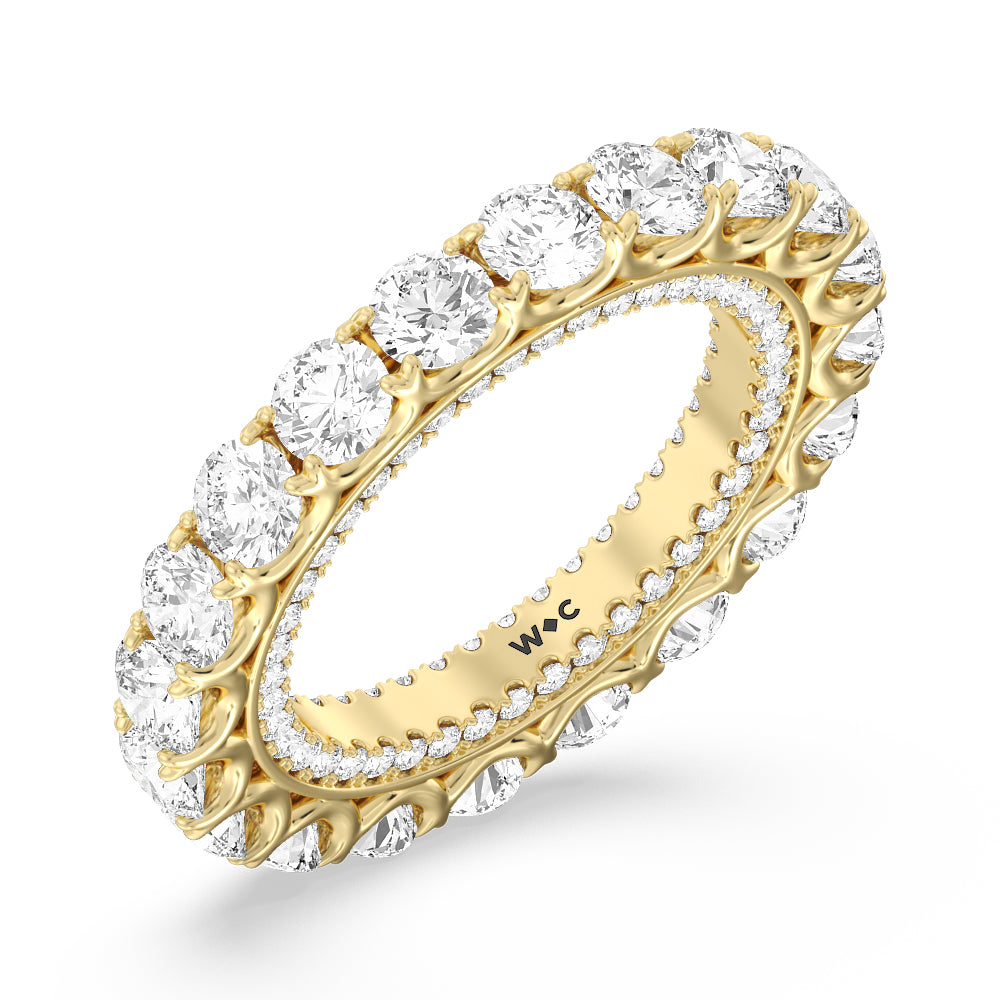 Round Split Prong Studded Eternity Ring with 18KT Yellow Gold / Natural / 5 3/4 Cut Diamond in 14KT Yellow Gold / Natural / 5 3/4 view 3
