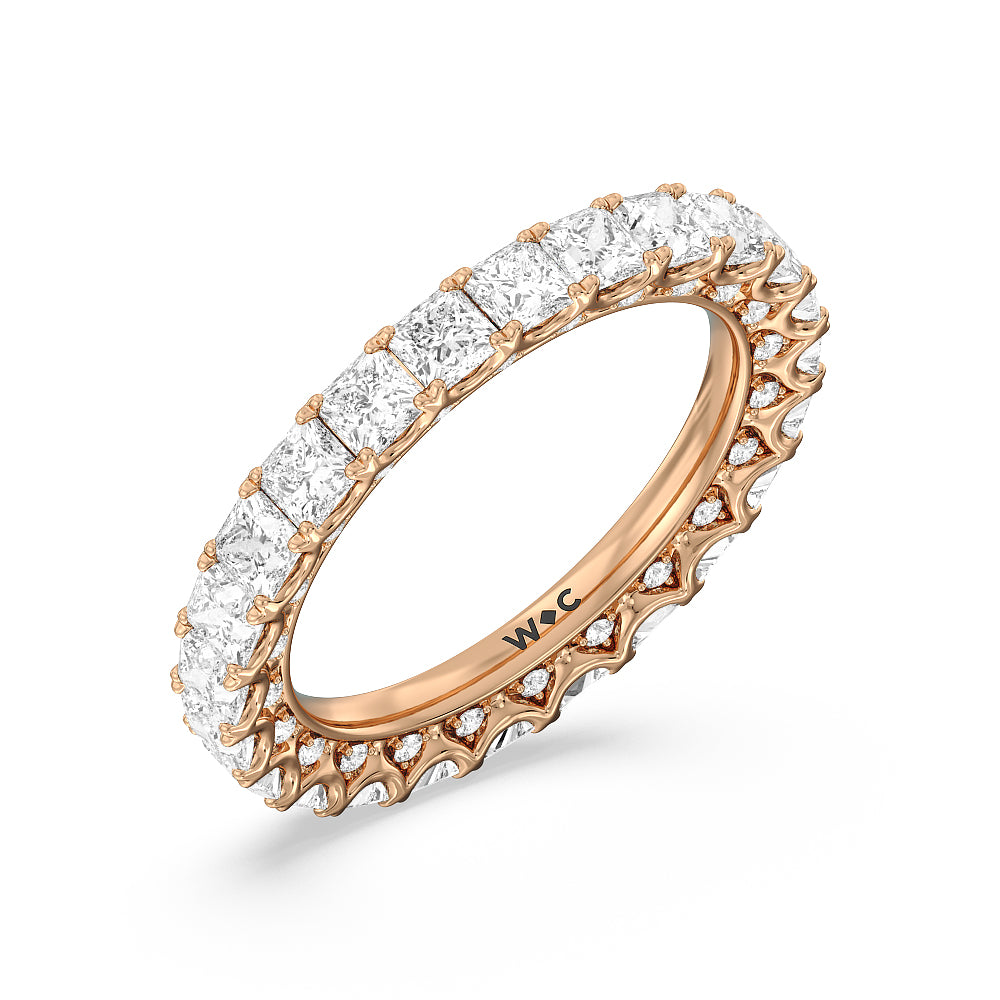 Princess Split Prong Studded Eternity Ring with 18KT Rose Gold / Natural / 4 1/5 Cut Diamond in 14KT Rose Gold / Natural / 4 1/5 view 3
