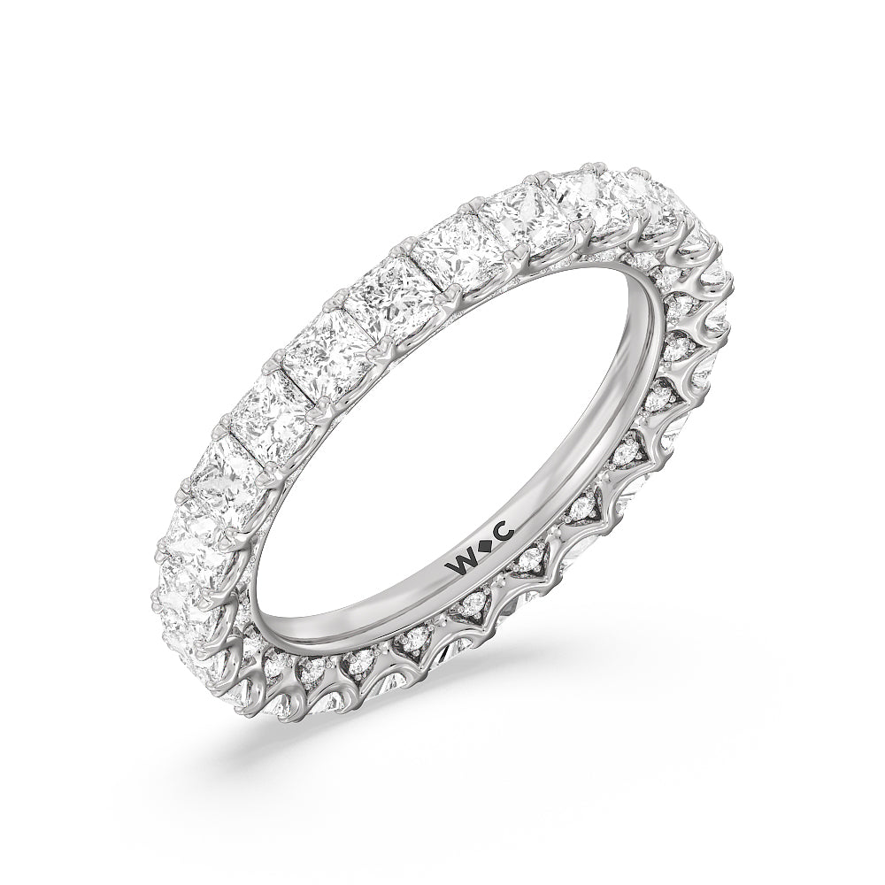 Princess Split Prong Studded Eternity Ring with Platinum / Natural / 4 1/5 Cut Diamond in 14KT Platinum / Natural / 4 1/5 view 3
