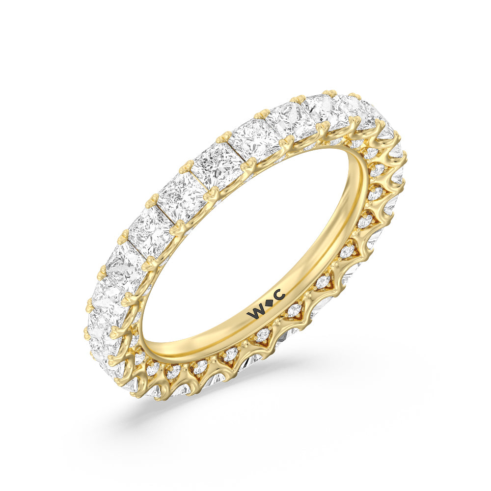 Princess Split Prong Studded Eternity Ring with 18KT Yellow Gold / Natural / 4 1/5 Cut Diamond in 14KT Yellow Gold / Natural / 4 1/5 view 3
