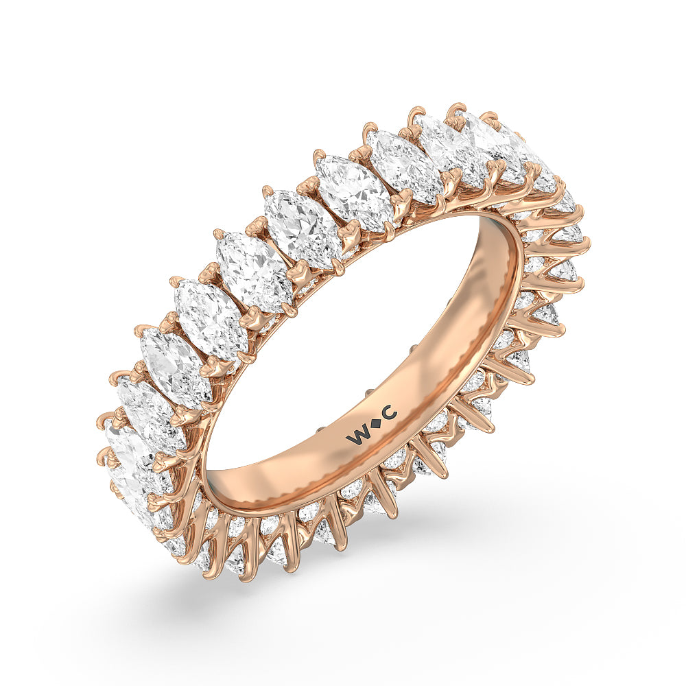 Marquise Split Prong Studded Eternity  Ring with 18KT Rose Gold / Natural / 4 1/4 Cut Diamond in 14KT Rose Gold / Natural / 4 1/4 view 3
