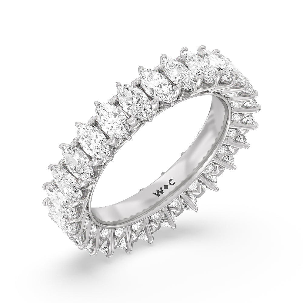 Marquise Split Prong Studded Eternity  Ring with Platinum / Natural / 4 1/4 Cut Diamond in 14KT Platinum / Natural / 4 1/4 view 3
