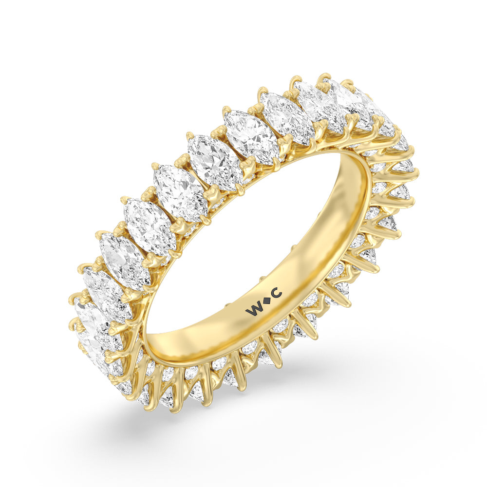Marquise Split Prong Studded Eternity  Ring with 18KT Yellow Gold / Natural / 4 1/4 Cut Diamond in 14KT Yellow Gold / Natural / 4 1/4 view 3
