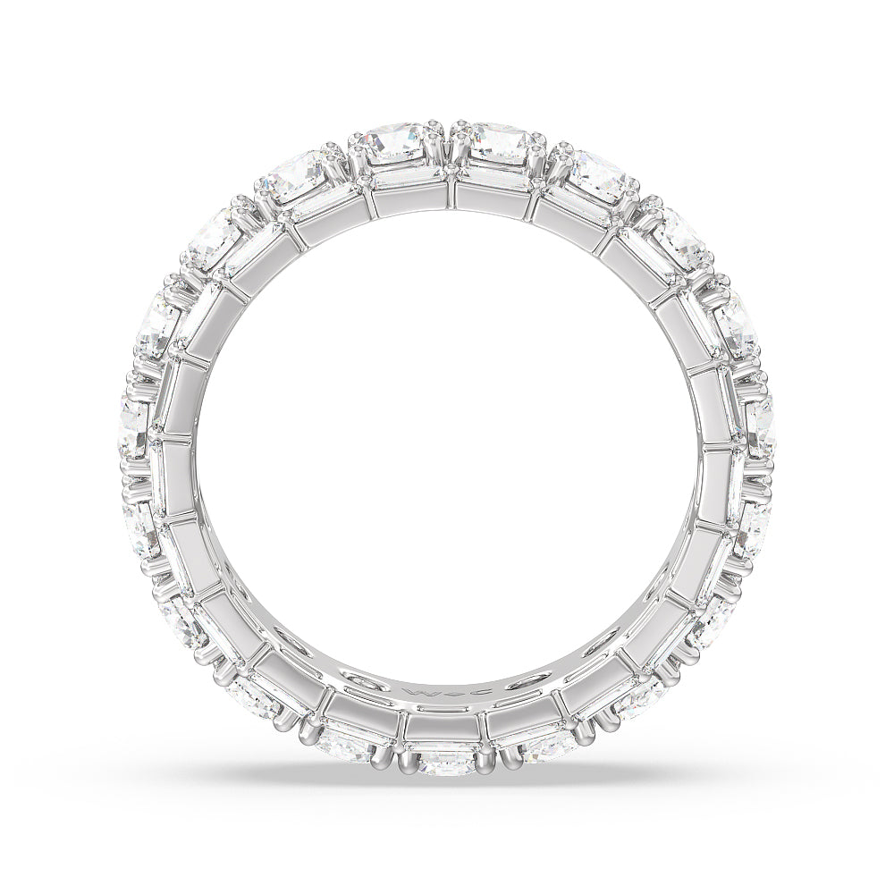 Baguette Edge Round Stones Eternity Ring with Platinum / Natural / 3 9/10 Cut Diamond in 14KT Platinum / Natural / 3 9/10 view 2

