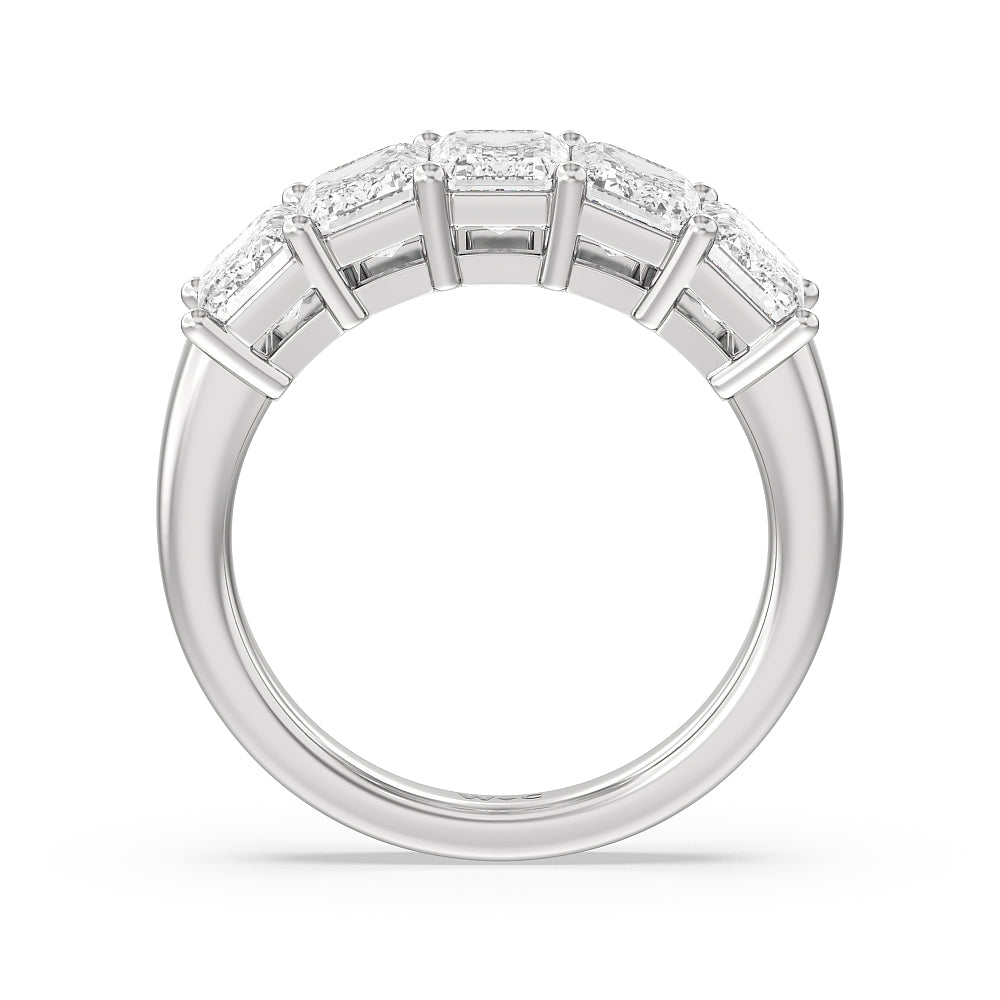 Five Stone Emerald Cut Diamond Ring (F/G SI+) with Platinum / Natural / 5 Cut Diamond in 14KT Platinum / Natural / 5 view 3
