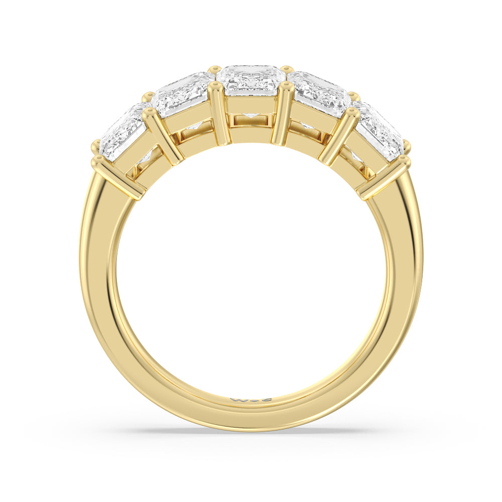 Five Stone Emerald Cut Diamond Ring (F/G SI+) with 18KT Yellow Gold / Natural / 5 Cut Diamond in 14KT Yellow Gold / Natural / 5 view 3
