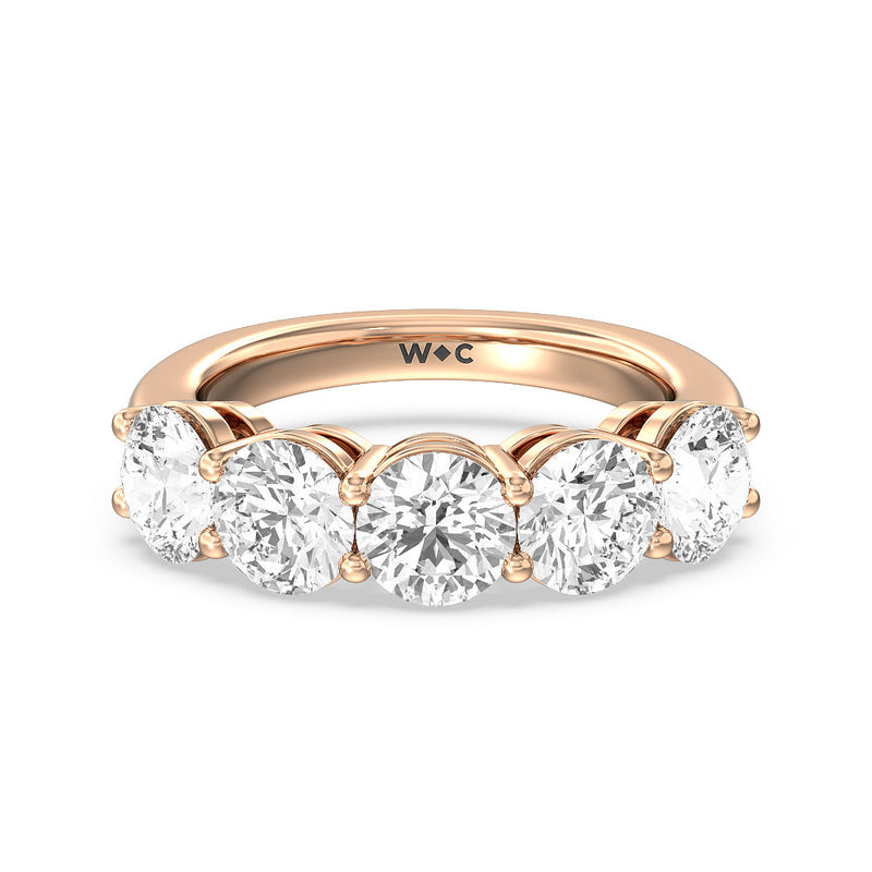 Five Stone Round Diamond Anniversary Ring