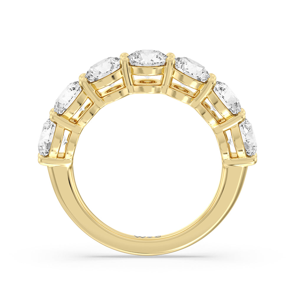 Seven Stone Round Diamond Anniversary Ring (F/G SI+) with 18KT Yellow Gold / Natural / 4 Cut Diamond in 14KT Yellow Gold / Natural / 4 view 4

