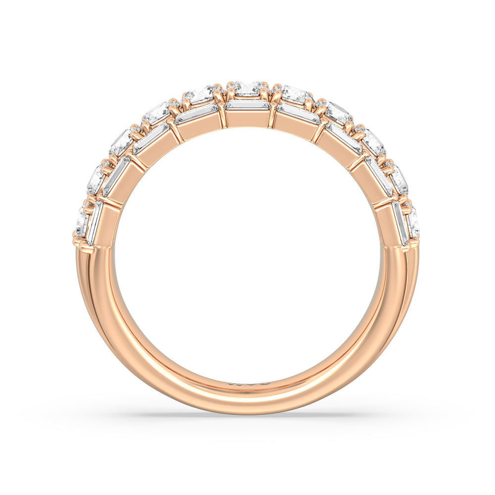 Baguette-Edged Round Diamond Anniversary Ring with 18KT Rose Gold / Natural / 1 1/2 Cut Diamond in 14KT Rose Gold / Natural / 1 1/2 view 4
