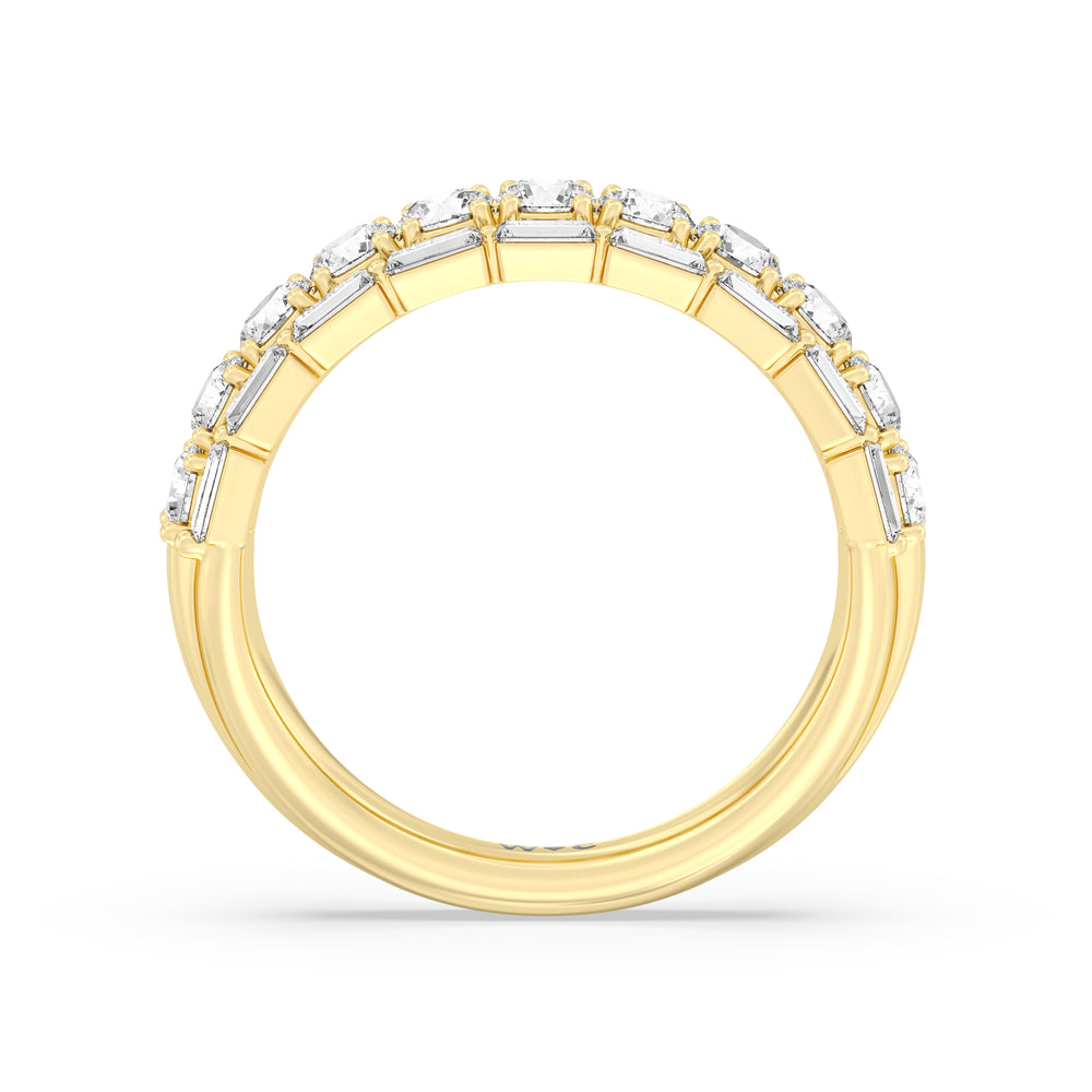 Baguette-Edged Round Diamond Anniversary Ring with 18KT Yellow Gold / Natural / 1 1/2 Cut Diamond in 14KT Yellow Gold / Natural / 1 1/2 view 4
