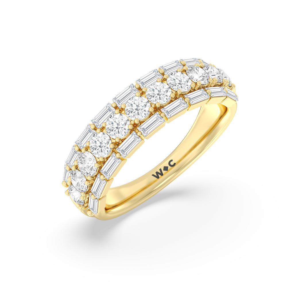 Baguette-Edged Round Diamond Anniversary Ring with 18KT Yellow Gold / Natural / 1 1/2 Cut Diamond in 14KT Yellow Gold / Natural / 1 1/2 view 5
