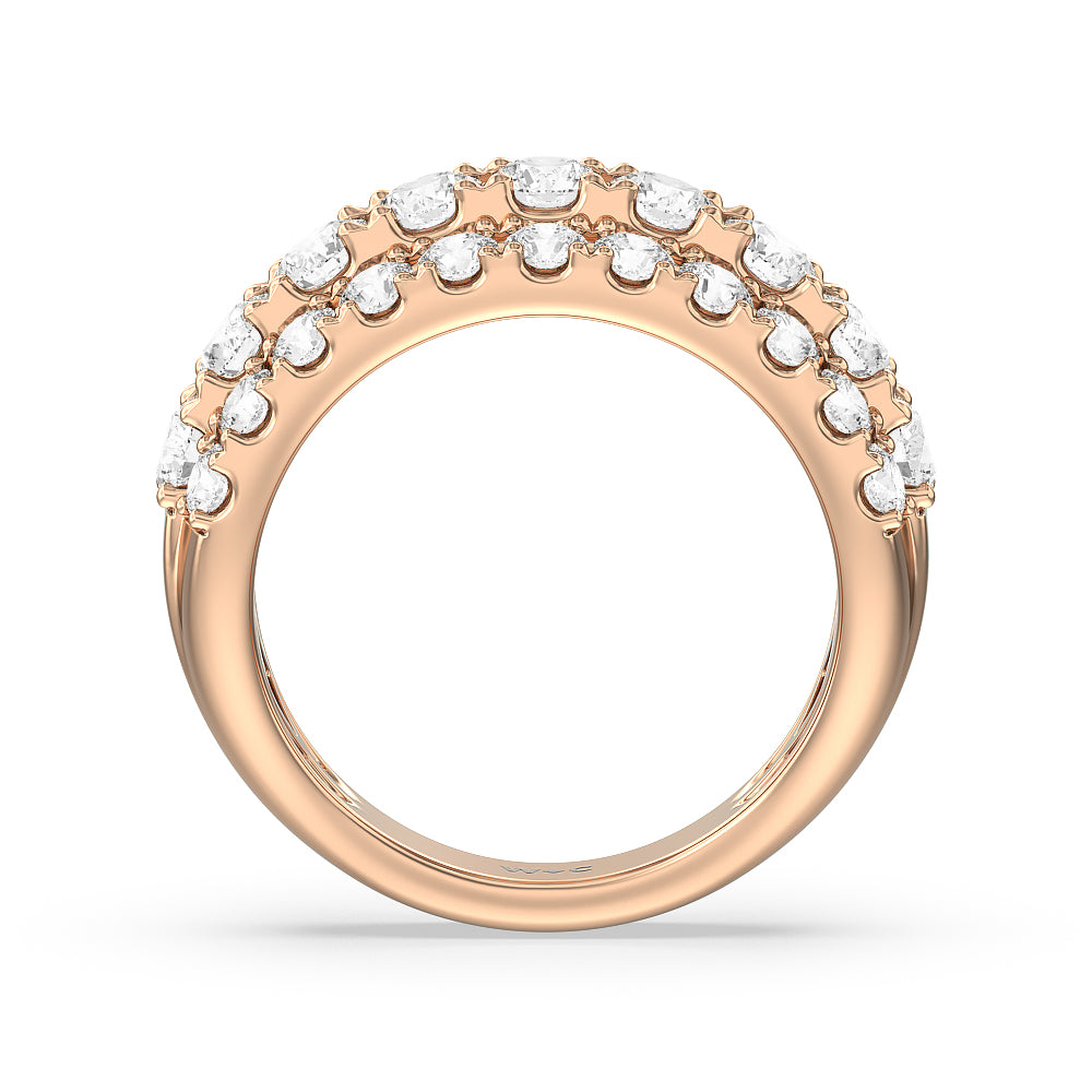 Three Row Modulated Diamond Anniversary Ring (F/G SI+) with 18KT Rose Gold / Natural / 2 1/2 Cut Diamond in 14KT Rose Gold / Natural / 2 1/2 view 4
