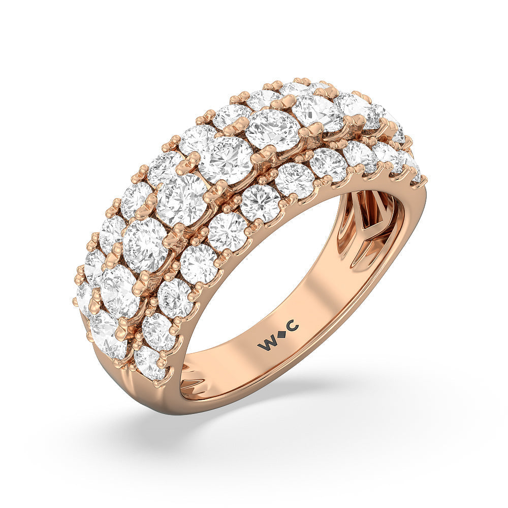 Three Row Modulated Diamond Anniversary Ring (F/G SI+) with 18KT Rose Gold / Natural / 2 1/2 Cut Diamond in 14KT Rose Gold / Natural / 2 1/2 view 5
